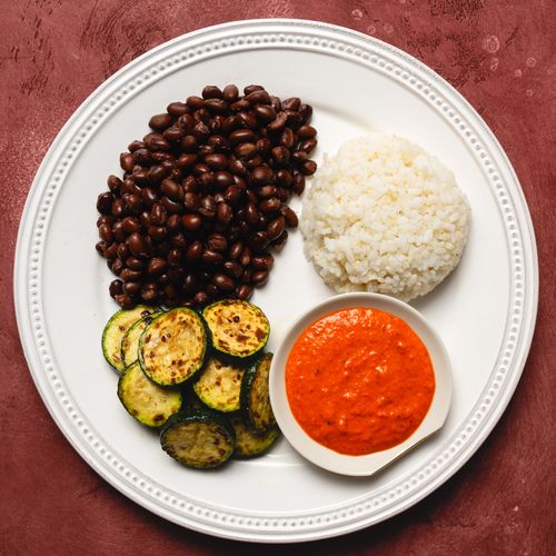 Black Beans, Zucchini, Rice, and Romesco Sauce | EatLove